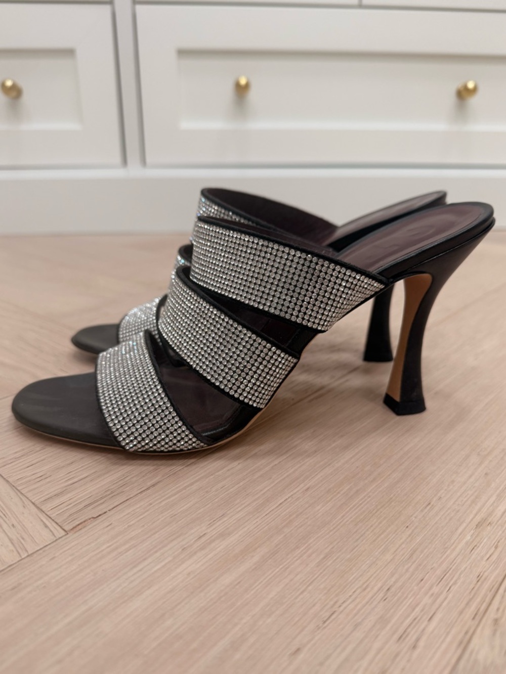 Staud Leather Crystal Embellishments Slides